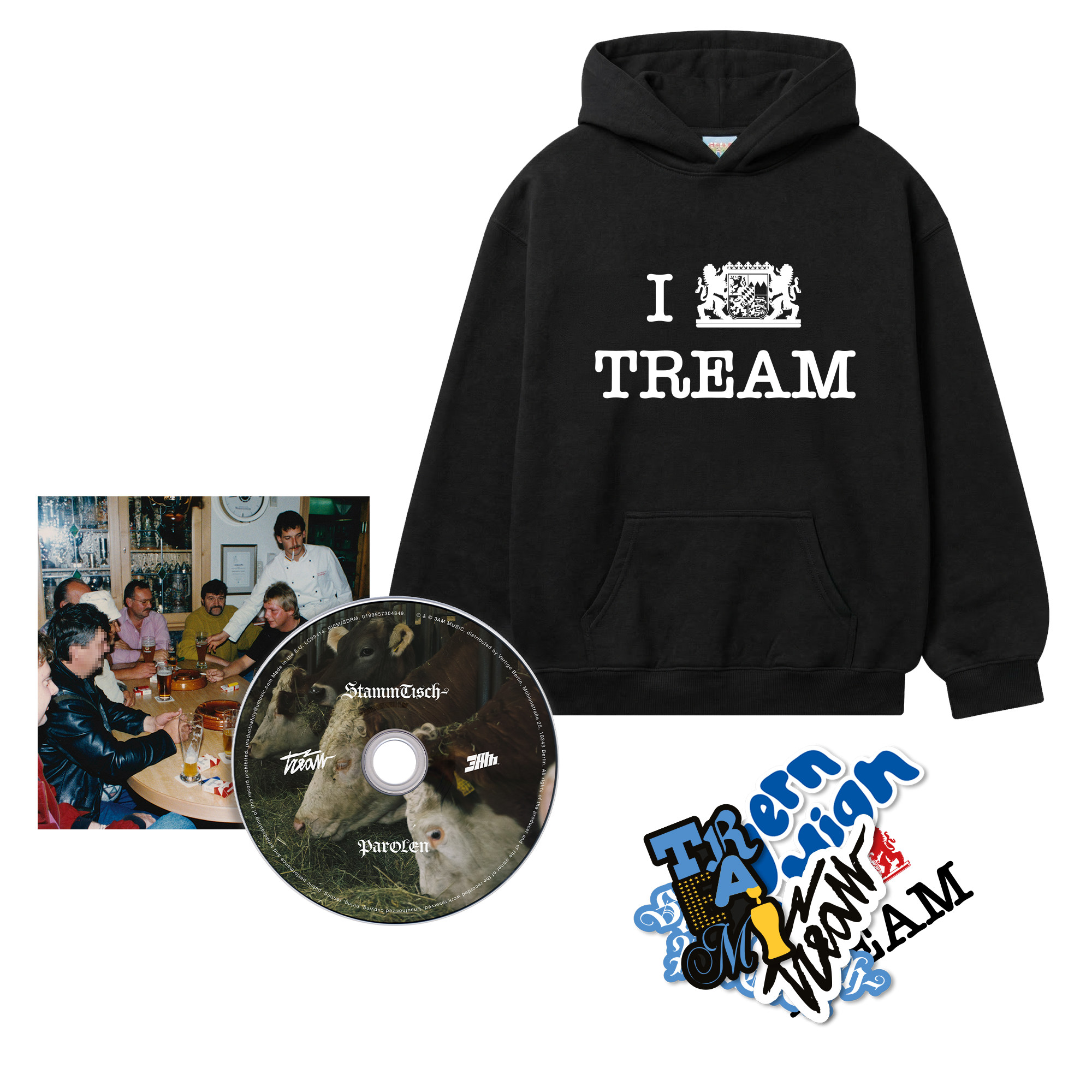 Tream STAMMTISCHPAROLEN CD + "I Love Tream" Hoodie + Sticker 438941