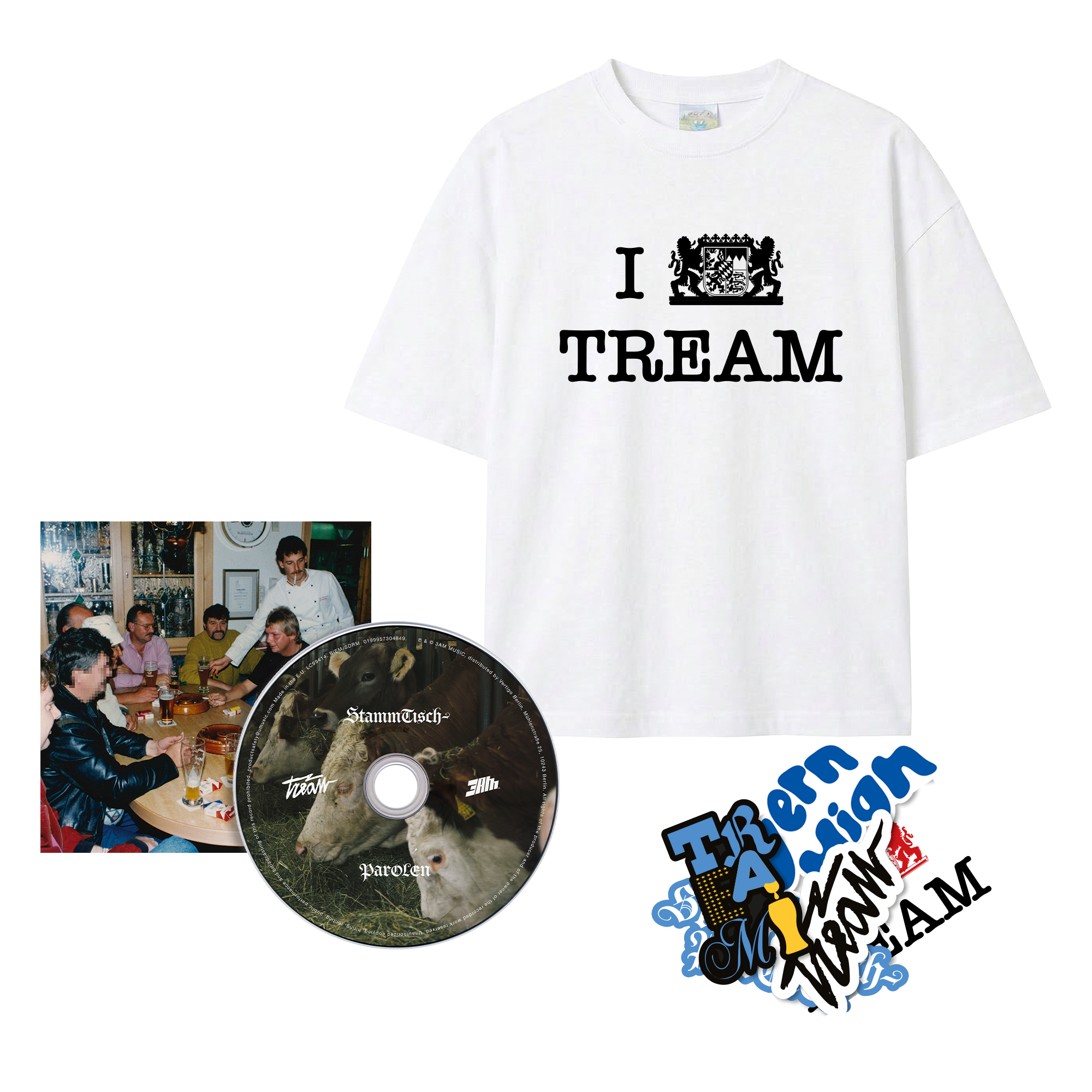 Tream STAMMTISCHPAROLEN CD + "I Love Tream" T-Shirt + Sticker 438943