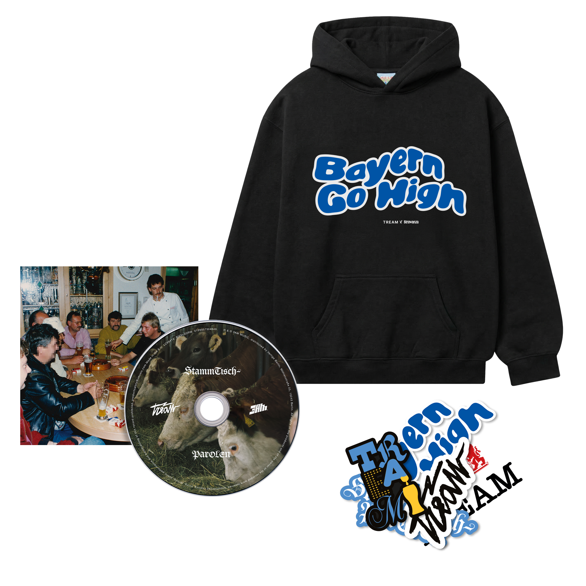 Tream Stammtischparolen CD + Bayern Go High Hoodie + Sticker 445447